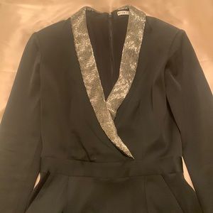 Alice + Olivia black jumper with beaded lapel. Size 0.